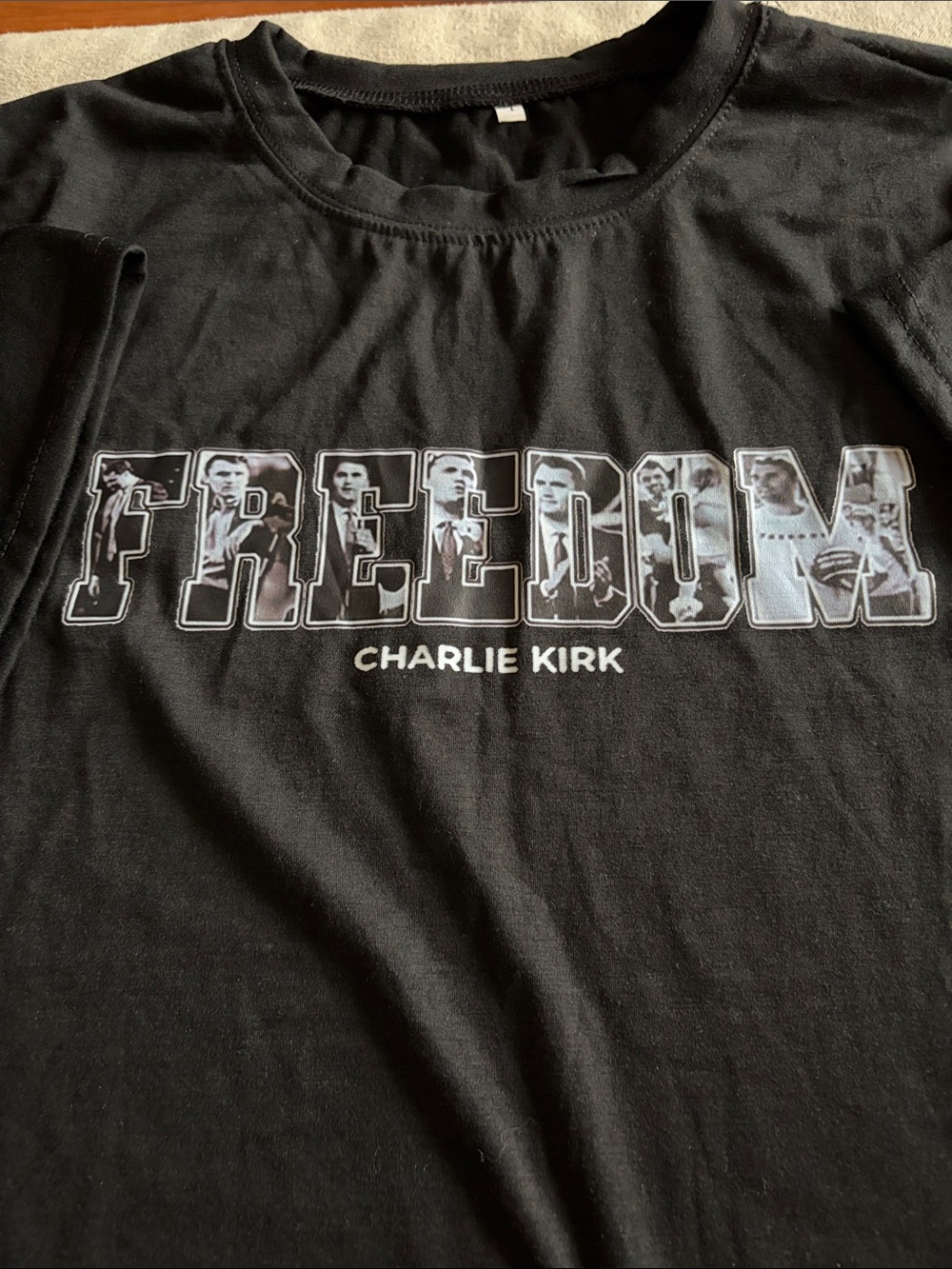 Black 'Freedom' Short Sleeve Tee
